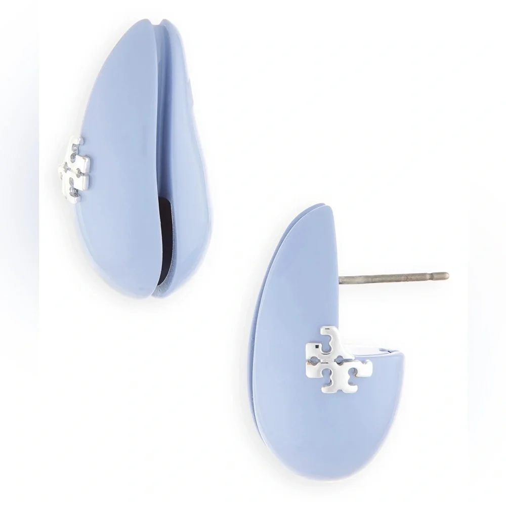 TORY BURCH Small Wave Drop Earrings - Light Blue